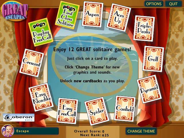 Great Escapes Solitaire game screenshot - 2