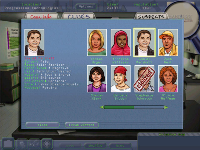 Mahjongg Investigations: Under Suspicion game screenshot - 2