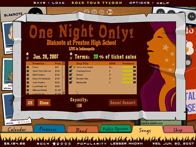 Rock Tour game screenshot - 2