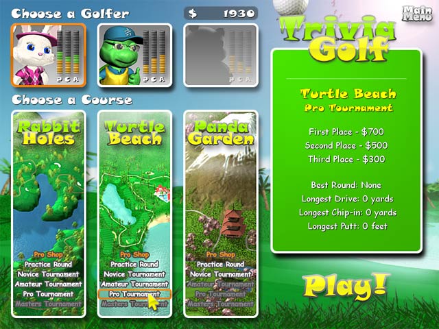 Trivia Golf game screenshot - 2